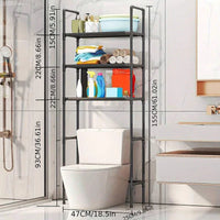 Étagère Dessus WC sur Pied Noir ou Blanc, 3 Plateaux, 155 cm