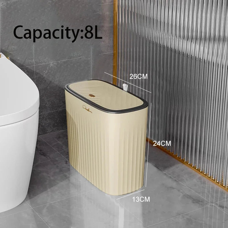 Poubelle Salle de Bain Étroite à Pression, 8 L ou 13 L