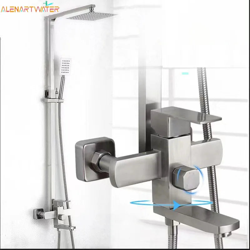 Colonne de Douche Pluie 20 cm, avec Bec Baignoire