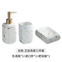 Set Accessoires Salle de Bain Céramique Marbrée Veines Dorées, 3 ou 4 Pièces
