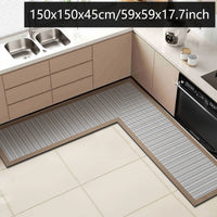 Tapis de Cuisine en L Diatomite Antidérapant, Bordure Noire, Marron ou Grise