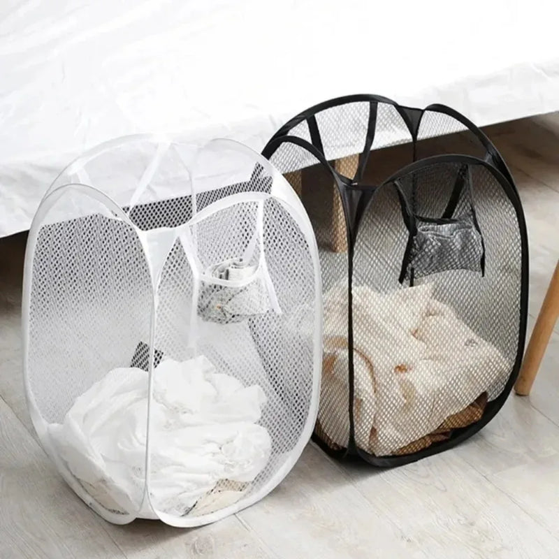 Panier à Linge Pliable Ventilé Noir et Blanc, Plusieurs Tailles