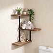 Étagère d'Angle Murale 3 Niveaux Bois et Métal Noir, 44 cm