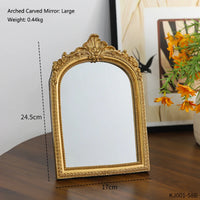Miroir de Table Doré en Arche Sculptée, Style Vintage, 3 Formats