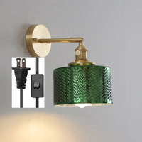 Applique Salle de Bain Verre Vert Cuivre avec Interrupteur Style Nordique