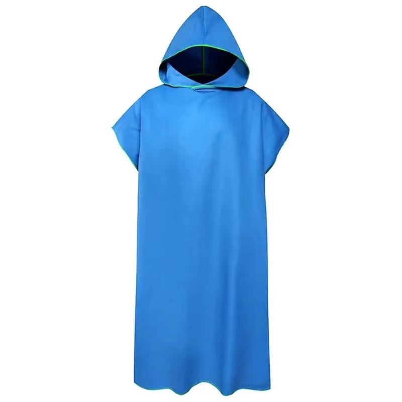 Peignoir Poncho de Bain Adulte à Capuche, Microfibre Séchage Rapide