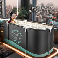 Baignoire Pliable Adulte 115 x 60 cm Noire, Double Vidange