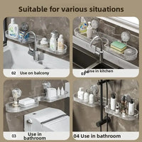 Étagère de Lavabo Murale à Ventouse Sans Perçage, Transparent ou Gris, 41 cm