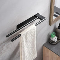Porte-Serviette Mural Adhésif Sans Perçage Noir 39 cm