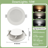 Downlight LED Encastrable Cuisine Extra-Plat, Lot de 1 à 10, 6 à 24 W
