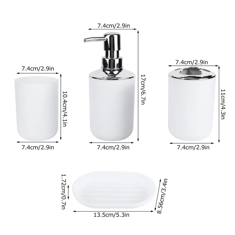 Set Accessoires Salle de Bain Blanc ou Gris, 4 Pièces avec Distributeur