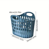 Panier à Linge Pliable en Plastique Ajouré, Bleu ou Gris Clair, 40 cm