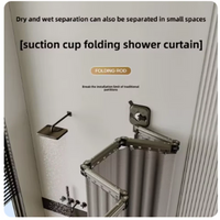 Barre de Douche d'Angle Pliante à Ventouse, avec ou sans Rideau