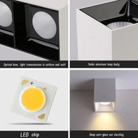 Spot LED en Saillie Cuisine Carré Anti-Éblouissement, 7 à 24 W, Noir ou Blanc