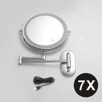Miroir Grossissant Mural LED Rechargeable USB, Double Face 3x à 10x, 20 cm