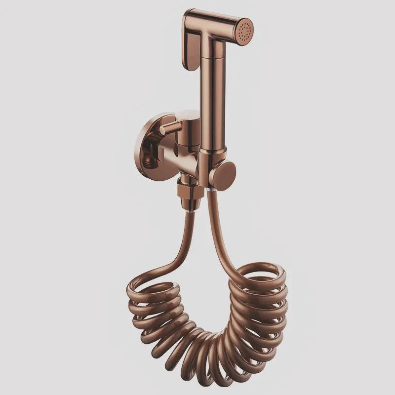 Douchette WC Or Rose Eau Froide en Laiton avec Robinet d'Angle