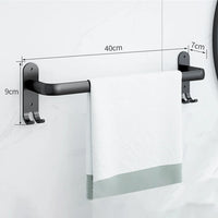 Porte-Serviette Mural Noir Sans Perçage Aluminium 1 à 3 Barres