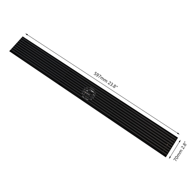 Caniveau de Douche Linéaire Inox Noir Mat, 60 ou 90 cm