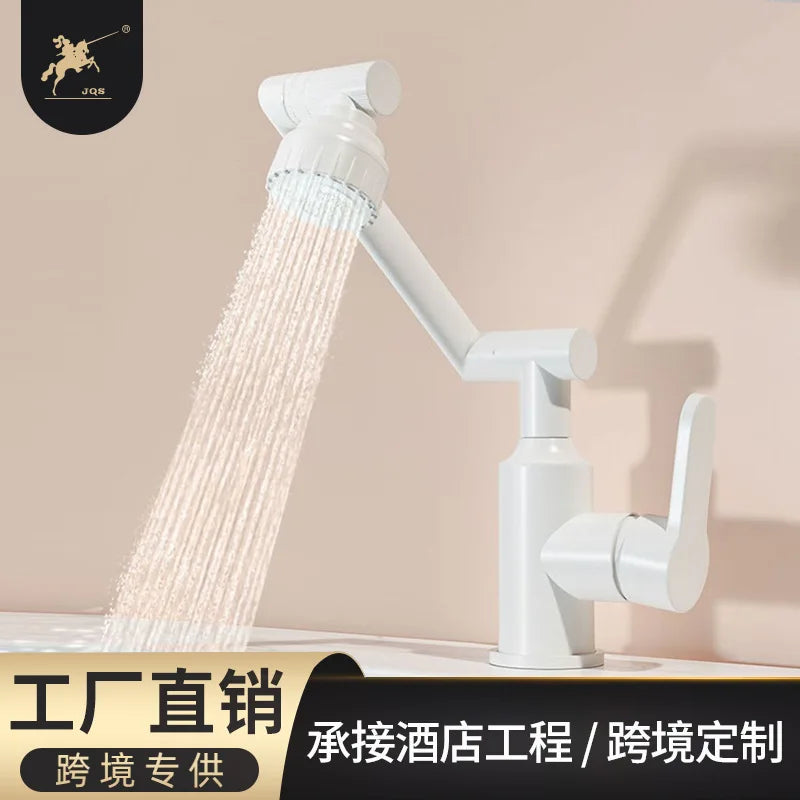 Mitigeur Lavabo Blanc à Bras Articulé Orientable, 2 Modes de Jet