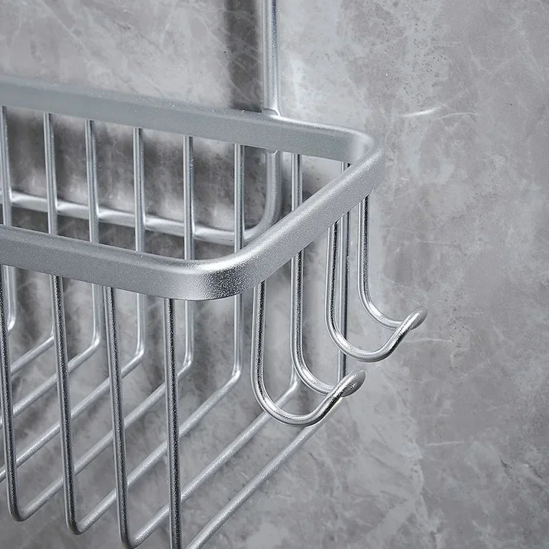 Étagère de Douche à Suspendre en Aluminium, Noir, Gris ou Argent, 31 cm