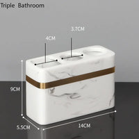 Accessoires Salle de Bain Effet Marbre et Doré à la Pièce, 7 Articles