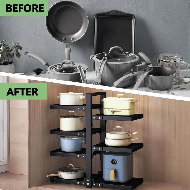 Rangement Sous Évier Casseroles Multi-Niveaux Réglable Noir