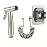 Douchette WC Inox Kit avec Flexible Spiralé 3 m, Noir ou Argent