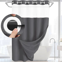 Rideau de Douche Sans Crochets avec Doublure Clipsable, 8 Coloris
