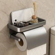 Porte-Papier Toilette Mural Aluminium avec Tablette, Noir ou Gris Anthracite