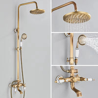 Colonne de Douche Rétro Laiton Antique avec Douchette