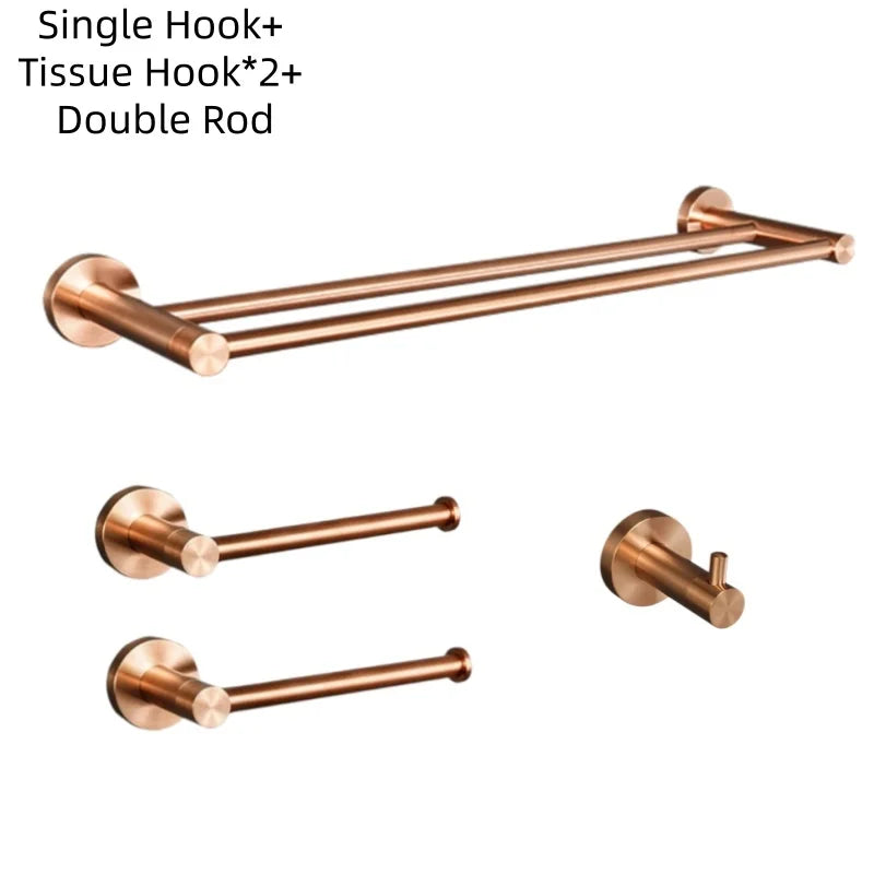 Ensemble d'Accessoires de Salle de Bain Or Rose Brossé Inox