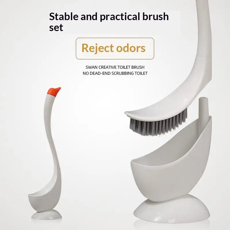 Brosse WC Cygne avec Support 45 cm, Blanc, Noir ou Bleu