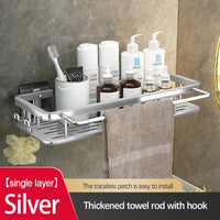 Étagère de Douche Inox Sans Perçage Adhésive Simple ou Double Niveau