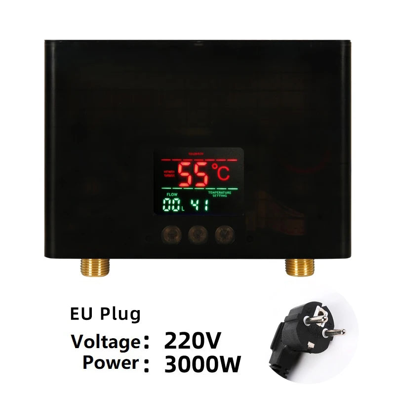 Chauffe-Eau Instantané Électrique Mural avec Télécommande, 3 000 ou 5 500 W