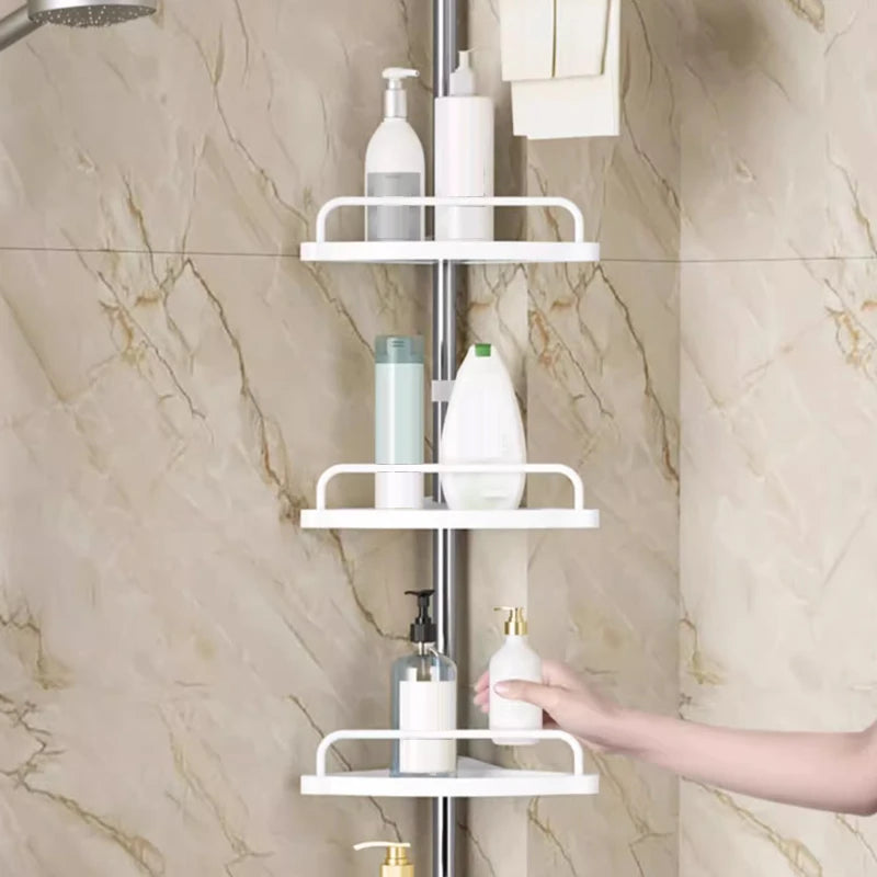 Étagère de Douche Télescopique d'Angle 4 Niveaux, 105 à 300 cm