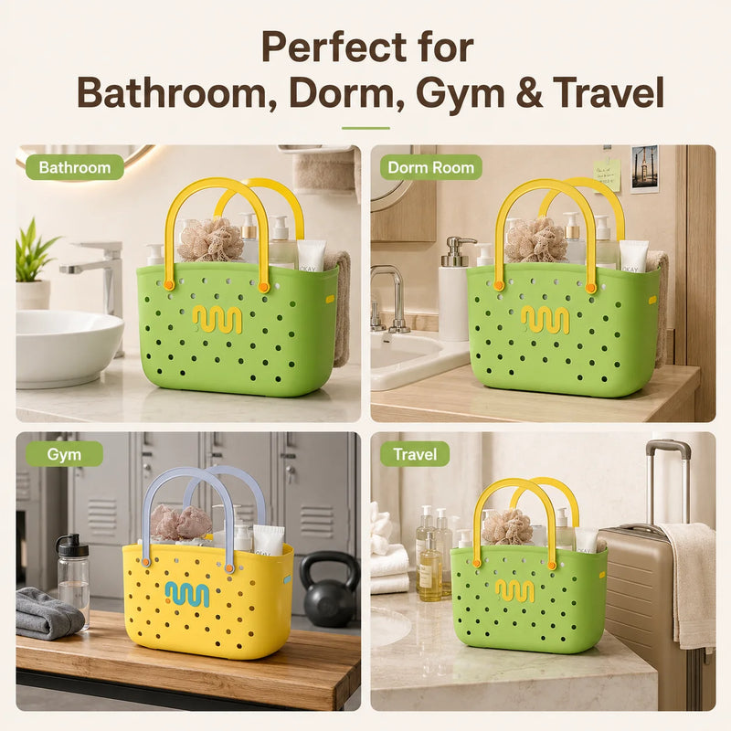 Panier de Douche Portable Trous Ronds 29,5 cm, Vert ou Jaune