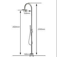 Colonne de Douche Extérieure Inox 235 cm, Noir Mat ou Brossé