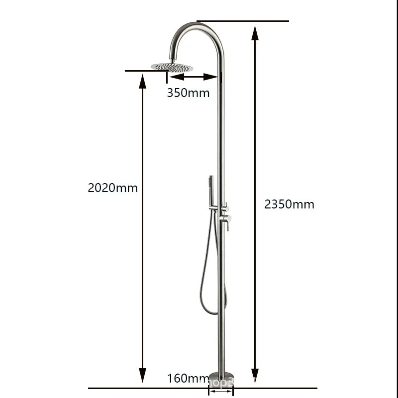 Colonne de Douche Extérieure Inox 235 cm, Noir Mat ou Brossé