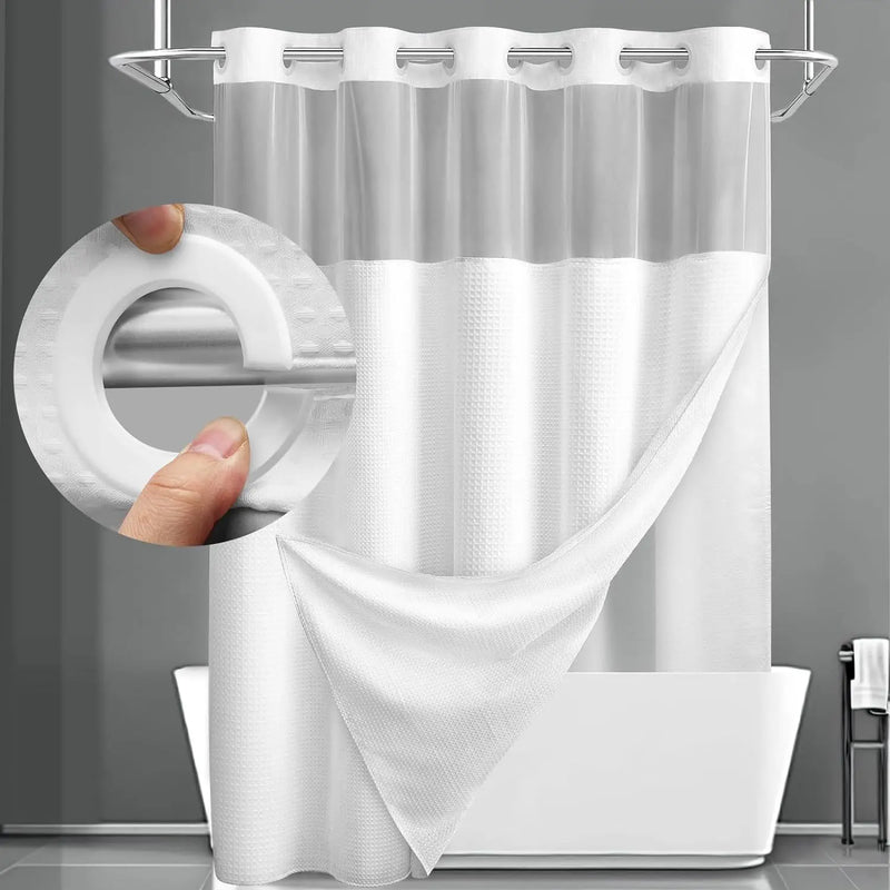 Rideau de Douche Sans Crochets avec Doublure Clipsable, 8 Coloris