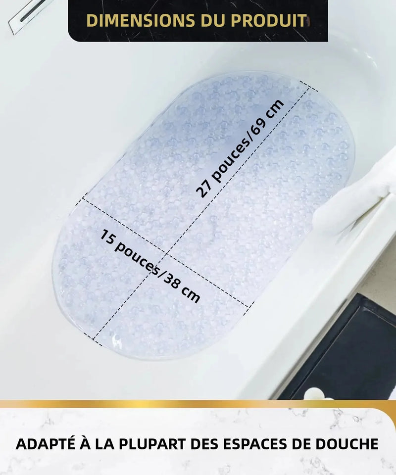 Tapis de Douche Ovale à Bulles Ventouses Anti-Moisissure