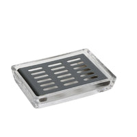 Porte-Savon Verre et Inox Auto-Drainant Rectangulaire, Doré, Noir ou Argent