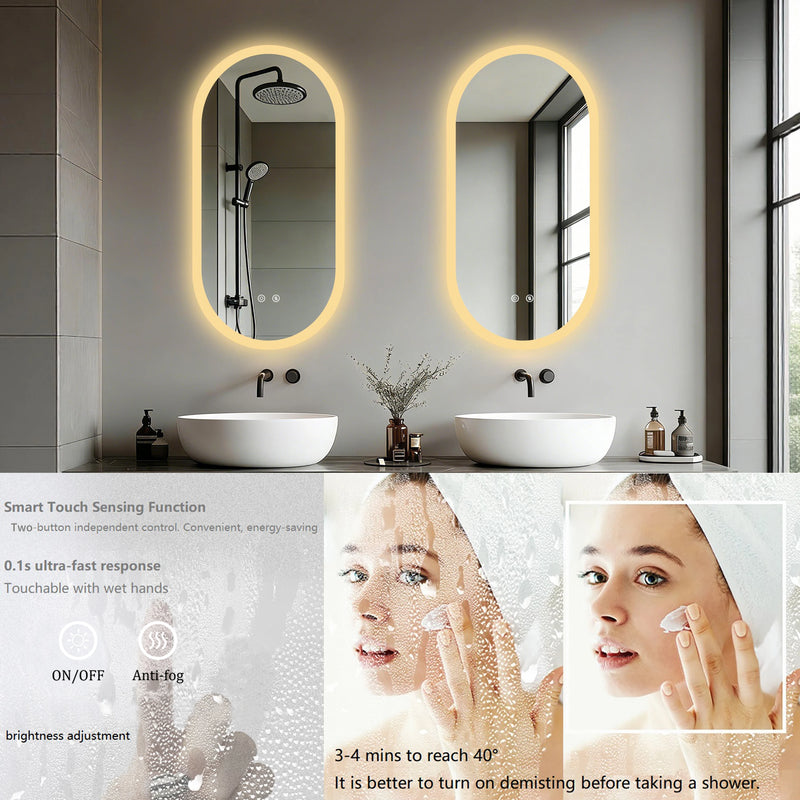Miroir LED Ovale Salle de Bain Intelligent 80x50 cm