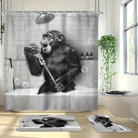 Rideau de Douche Chimpanzé Chantant Noir et Blanc 90 à 240 cm
