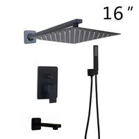 Douche Encastrable Noir Mat Pluie Carrée 20 à 40 cm avec Douchette