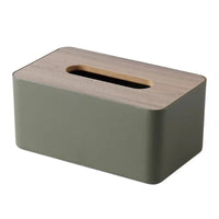 Boîte à Mouchoirs Rectangulaire à Couvercle en Bois, Blanche ou Vert Kaki