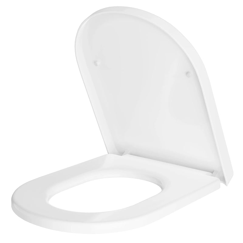 Abattant WC Frein de Chute Forme D ou O, Clipsable, PP Blanc