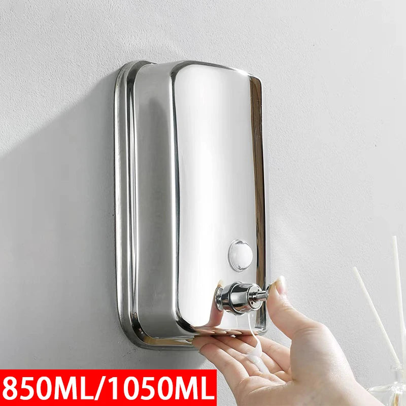 Distributeur de Savon Mural en Inox Grande Capacité