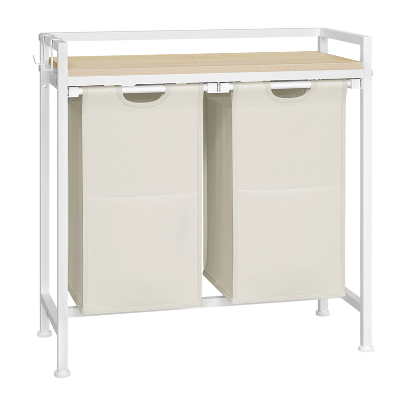 Panier à Linge 2 ou 3 Compartiments Coulissants avec Plateau