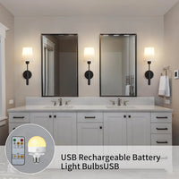 Applique Salle de Bain Sans Fil Rechargeable Noire avec Télécommande