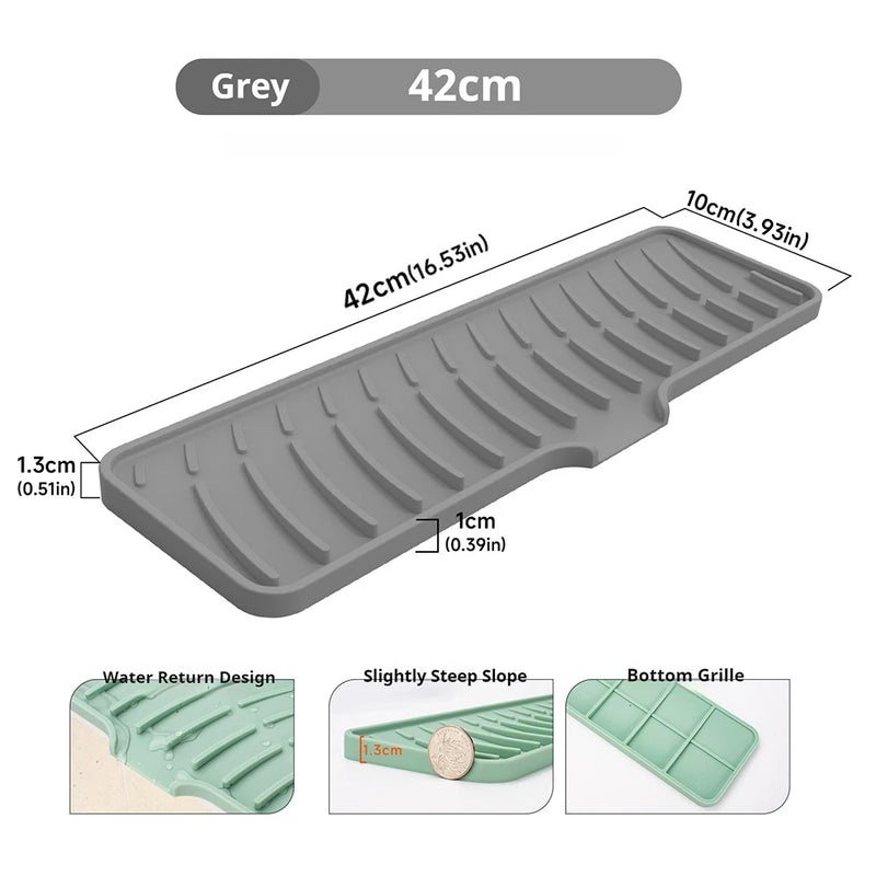 Tapis Égouttoir Silicone pour Évier à Pente Douce, 42 ou 60 cm